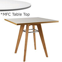 Frovi JIG Square Canteen Table With Natural Oak Chrome/Painted Ring Frame & MFC Top W800xD800xH730mm - Minimalist Design MFC Melamine Surface