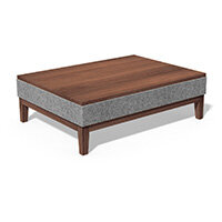 Frovi JIG MODULAR Seating Rectangular Coffee Table With Upholstered Sides & Stained Walnut Frame & Top H325xW1040xD760mm - Fabric Band B