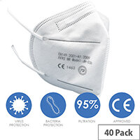 FFP2 Unvalved Respirator Mask Pack of 40 Masks Ref JH-036 FFP2 Unvalved Respirator Mask Pack of 40 Masks Ref JH-036