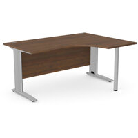 Cantilever Radial Office Desk With Silver Cable Managed Leg Right Hand W1600xD1200xH725mm Dark Walnut Komo Cantilever Radial Office Desk With Silver Cable Managed Leg Right Hand W1600xD1200xH725mm Dark Walnut Komo