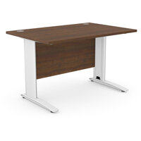 Cantilever Office Desk Rectangular With White Cable Managed Leg W1200xD800xH725mm Dark Walnut Komo Cantilever Office Desk Rectangular With White Cable Managed Leg W1200xD800xH725mm Dark Walnut Komo