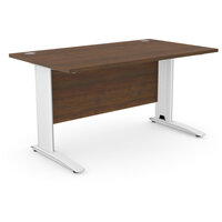 Cantilever Office Desk Rectangular With White Cable Managed Leg W1400xD800xH725mm Dark Walnut Komo Cantilever Office Desk Rectangular With White Cable Managed Leg W1400xD800xH725mm Dark Walnut Komo