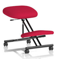 Ergonomic Posture Kneeling Chair Stool On Castors Seat Height Adjustment Black Frame & Bergamot Cherry Fabric Seat