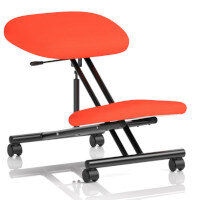 Ergonomic Posture Kneeling Chair Stool On Castors Seat Height Adjustment Black Frame & Tabasco Red Fabric Seat