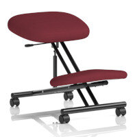 Ergonomic Posture Kneeling Chair Stool On Castors Seat Height Adjustment Black Frame & Ginseng Chilli Fabric Seat