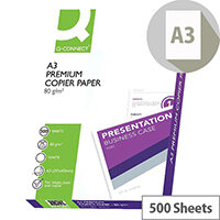 Q-Connect A3 80gsm White Premier Copier Paper Ream of 500 Sheets Q-Connect A3 80gsm White Premier Copier Paper Ream of 500 Sheets