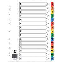 Q-Connect Index 1-15 Board Reinforced Multicoloured Pack of 10 KF01520Q Q-Connect Index 1-15 Board Reinforced Multicoloured Pack of 10 KF01520Q