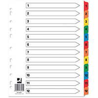 Q-Connect EW Index 1-12 Reinforced Multicoloured Pack of 25 KF76985Q