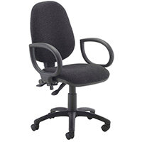 First High Back Operators Office Chair Charcoal with Fixed Arms KF839242