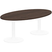 Kito W2000mmxD1200mm Dark Walnut Oval Boardroom Table With White Double Cylinder Trumpet Base Kito W2000mmxD1200mm Dark Walnut Oval Boardroom Table With White Double Cylinder Trumpet Base