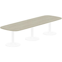 Kito W3200mmxD1200mm Arctic Oak Rounded Edge Rectangular Boardroom Table With White Triple Cylinder Base - 10-12 Person Seating Capacity Kito W3200mmxD1200mm Arctic Oak Rounded Edge Rectangular Boardroom Table With White Triple Cylinder Base - 10-12 Person Seating Capacity