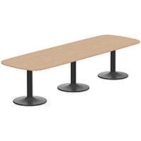 Kito W3200mmxD1200mm Beech Rounded Edge Rectangular Boardroom Table With Black Triple Cylinder Base - 10-12 Person Seating Capacity Kito W3200mmxD1200mm Beech Rounded Edge Rectangular Boardroom Table With Black Triple Cylinder Base - 10-12 Person Seating Capacity