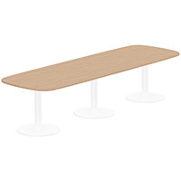 Kito W3200mmxD1200mm Beech Rounded Edge Rectangular Boardroom Table With White Triple Cylinder Base - 10-12 Person Seating Capacity Kito W3200mmxD1200mm Beech Rounded Edge Rectangular Boardroom Table With White Triple Cylinder Base - 10-12 Person Seating Capacity