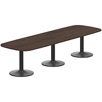 Kito W3200mmxD1200mm Dark Walnut Rounded Edge Rectangular Boardroom Table With Black Triple Cylinder Base - 10-12 Person Seating Capacity Kito W3200mmxD1200mm Dark Walnut Rounded Edge Rectangular Boardroom Table With Black Triple Cylinder Base - 10-12 Person Seating Capacity