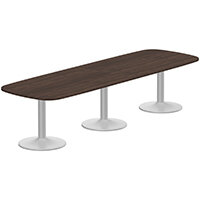 Kito W3200mmxD1200mm Dark Walnut Rounded Edge Rectangular Boardroom Table With Silver Triple Cylinder Base - 10-12 Person Seating Capacity Kito W3200mmxD1200mm Dark Walnut Rounded Edge Rectangular Boardroom Table With Silver Triple Cylinder Base - 10-12 Person Seating Capacity