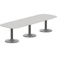 Kito W3200mmxD1200mm Grey Rounded Edge Rectangular Boardroom Table With Anthracite Triple Cylinder Base - 10-12 Person Seating Capacity Kito W3200mmxD1200mm Grey Rounded Edge Rectangular Boardroom Table With Anthracite Triple Cylinder Base - 10-12 Person Seating Capacity