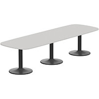 Kito W3200mmxD1200mm Grey Rounded Edge Rectangular Boardroom Table With Black Triple Cylinder Base - 10-12 Person Seating Capacity Kito W3200mmxD1200mm Grey Rounded Edge Rectangular Boardroom Table With Black Triple Cylinder Base - 10-12 Person Seating Capacity