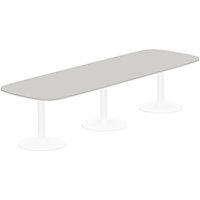 Kito W3200mmxD1200mm Grey Rounded Edge Rectangular Boardroom Table With White Triple Cylinder Base - 10-12 Person Seating Capacity Kito W3200mmxD1200mm Grey Rounded Edge Rectangular Boardroom Table With White Triple Cylinder Base - 10-12 Person Seating Capacity