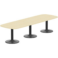Kito W3200mmxD1200mm Maple Rounded Edge Rectangular Boardroom Table With Black Triple Cylinder Base - 10-12 Person Seating Capacity Kito W3200mmxD1200mm Maple Rounded Edge Rectangular Boardroom Table With Black Triple Cylinder Base - 10-12 Person Seating Capacity