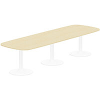 Kito W3200mmxD1200mm Maple Rounded Edge Rectangular Boardroom Table With White Triple Cylinder Base - 10-12 Person Seating Capacity Kito W3200mmxD1200mm Maple Rounded Edge Rectangular Boardroom Table With White Triple Cylinder Base - 10-12 Person Seating Capacity