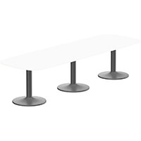 Kito W3200mmxD1200mm White Rounded Edge Rectangular Boardroom Table With Anthracite Triple Cylinder Base - 10-12 Person Seating Capacity Kito W3200mmxD1200mm White Rounded Edge Rectangular Boardroom Table With Anthracite Triple Cylinder Base - 10-12 Person Seating Capacity