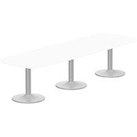 Kito W3200mmxD1200mm White Rounded Edge Rectangular Boardroom Table With Silver Triple Cylinder Base - 10-12 Person Seating Capacity Kito W3200mmxD1200mm White Rounded Edge Rectangular Boardroom Table With Silver Triple Cylinder Base - 10-12 Person Seating Capacity
