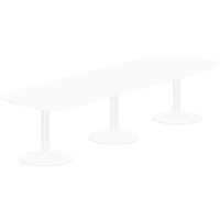 Kito W3200mmxD1200mm White Rounded Edge Rectangular Boardroom Table With White Triple Cylinder Base - 10-12 Person Seating Capacity Kito W3200mmxD1200mm White Rounded Edge Rectangular Boardroom Table With White Triple Cylinder Base - 10-12 Person Seating Capacity