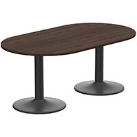 Kito W1800mmxD1000mm Dark Walnut D-End Boardroom Table With Black Double Cylinder Trumpet Base - 6-8 Person Seating Capacity Kito W1800mmxD1000mm Dark Walnut D-End Boardroom Table With Black Double Cylinder Trumpet Base - 6-8 Person Seating Capacity