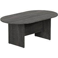 Kito W1800mmxD1000mm Carbon Walnut D-End Boardroom Table with Panel Leg Base - 6-8 Person Seating Capacity Kito W1800mmxD1000mm Carbon Walnut D-End Boardroom Table with Panel Leg Base - 6-8 Person Seating Capacity