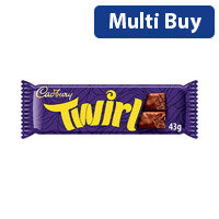 Cadbury Twirl 43g Chocolate Bars - 611498 Pack of 48 -  Creamy and Delicious