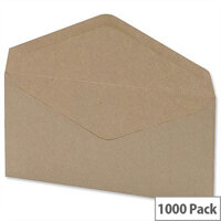 5 Star Office Envelopes Lightweight Banker Gummed Window Manilla DL 75gsm Pack of 1000