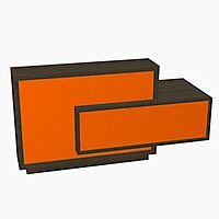 Foro Modern Design Reception Desk With High Gloss Orange Front and Chestnut Carcass & Left Low Level Section W2100mmxD800mmxH1100mm Foro Modern Design Reception Desk With High Gloss Orange Front and Chestnut Carcass & Left Low Level Section W2100mmxD800mmxH1100mm