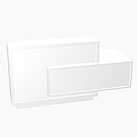 Foro Modern Design Reception Desk With High Gloss White Front and White Pastel Carcass & Left Low Level Section W2100mmxD800mmxH1100mm Foro Modern Design Reception Desk With High Gloss White Front and White Pastel Carcass & Left Low Level Section W2100mmxD800mmxH1100mm
