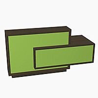 Foro Modern Design Reception Desk With High Gloss Vibrant Green Front and Chestnut Carcass & Left Low Level Section W2100mmxD800mmxH1100mm Foro Modern Design Reception Desk With High Gloss Vibrant Green Front and Chestnut Carcass & Left Low Level Section W2100mmxD800mmxH1100mm
