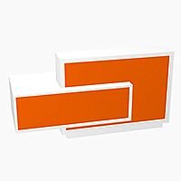 Foro Modern Design Reception Desk With High Gloss Orange Front and White Pastel Carcass & Right Low Level Section W2100mmxD800mmxH1100mm Foro Modern Design Reception Desk With High Gloss Orange Front and White Pastel Carcass & Right Low Level Section W2100mmxD800mmxH1100mm