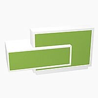 Foro Modern Design Reception Desk With High Gloss Vibrant Green Front and White Pastel Carcass & Right Low Level Section W2100mmxD800mmxH1100mm Foro Modern Design Reception Desk With High Gloss Vibrant Green Front and White Pastel Carcass & Right Low Level Section W2100mmxD800mmxH1100mm