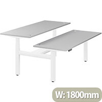 LEAP Electric Height Adjustable Sit Stand 2 Person Back To Back Bench Desk Portal Top W1800xD700(x2)xH620-1270mm Grey Top White Frame. Prevents & Reduces Muscle & Back Problems, Heart Risks & Increases Brain Activity.