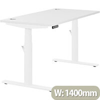 LEAP Electric Height Adjustable Rectangular Sit Stand Desk Portal Top W1400xD700xH620-1270mm White Top White Frame