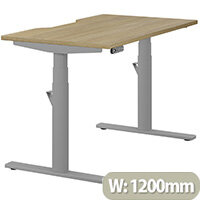LEAP Electric Height Adjustable Rectangular Sit Stand Desk Dual Purpose Reversible Scallop Top W1200xD700xH620-1270mm Urban Oak Top Silver Frame. Prevents & Reduces Muscle & Back Problems, Heart Risks & Increases Brain Activity. LEAP Electric Height Adjustable Rectangular Sit Stand Desk Dual Purpose Reversible Scallop Top W1200xD700xH620-1270mm Urban Oak Top Silver Frame. Prevents & Reduces Muscle & Back Problems, Heart Risks & Increases Brain Activity.