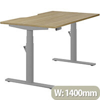 LEAP Electric Height Adjustable Rectangular Sit Stand Desk Dual Purpose Reversible Scallop Top W1400xD800xH620-1270mm Urban Oak Top Silver Frame. Prevents & Reduces Muscle & Back Problems, Heart Risks & Increases Brain Activity. LEAP Electric Height Adjustable Rectangular Sit Stand Desk Dual Purpose Reversible Scallop Top W1400xD800xH620-1270mm Urban Oak Top Silver Frame. Prevents & Reduces Muscle & Back Problems, Heart Risks & Increases Brain Activity.