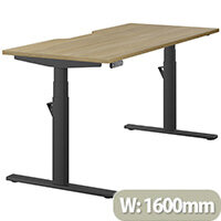LEAP Electric Height Adjustable Rectangular Sit Stand Desk Dual Purpose Reversible Scallop Top W1600xD700xH620-1270mm Urban Oak Top Black Frame. Prevents & Reduces Muscle & Back Problems, Heart Risks & Increases Brain Activity. LEAP Electric Height Adjustable Rectangular Sit Stand Desk Dual Purpose Reversible Scallop Top W1600xD700xH620-1270mm Urban Oak Top Black Frame. Prevents & Reduces Muscle & Back Problems, Heart Risks & Increases Brain Activity.