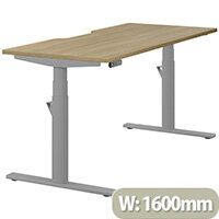LEAP Electric Height Adjustable Rectangular Sit Stand Desk Dual Purpose Reversible Scallop Top W1600xD700xH620-1270mm Urban Oak Top Silver Frame. Prevents & Reduces Muscle & Back Problems, Heart Risks & Increases Brain Activity. LEAP Electric Height Adjustable Rectangular Sit Stand Desk Dual Purpose Reversible Scallop Top W1600xD700xH620-1270mm Urban Oak Top Silver Frame. Prevents & Reduces Muscle & Back Problems, Heart Risks & Increases Brain Activity.