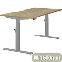 LEAP Electric Height Adjustable Rectangular Sit Stand Desk Dual Purpose Reversible Scallop Top W1600xD800xH620-1270mm Urban Oak Top Silver Frame. Prevents & Reduces Muscle & Back Problems, Heart Risks & Increases Brain Activity. LEAP Electric Height Adjustable Rectangular Sit Stand Desk Dual Purpose Reversible Scallop Top W1600xD800xH620-1270mm Urban Oak Top Silver Frame. Prevents & Reduces Muscle & Back Problems, Heart Risks & Increases Brain Activity.