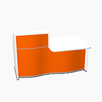 Wave Modern Design Small Straight Reception Desk White Counter Top with Right Low Level Section & High Gloss Orange Front W1776xD1034xH1103mm Wave Modern Design Small Straight Reception Desk White Counter Top with Right Low Level Section & High Gloss Orange Front W1776xD1034xH1103mm