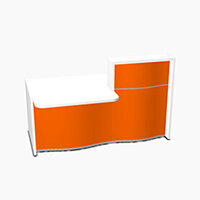 Wave Modern Design Small Straight Reception Desk White Counter Top with Left Low Level Section & High Gloss Orange Front W1776xD1034xH1103mm Wave Modern Design Small Straight Reception Desk White Counter Top with Left Low Level Section & High Gloss Orange Front W1776xD1034xH1103mm