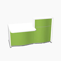 Wave Modern Design Small Straight Reception Desk White Counter Top with Left Low Level Section & High Gloss Dark Green Front W1776xD1034xH1103mm Wave Modern Design Small Straight Reception Desk White Counter Top with Left Low Level Section & High Gloss Dark Green Front W1776xD1034xH1103mm
