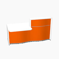 Wave Modern Design Straight Reception Desk White Counter Top with Left Low Level Section & High Gloss Orange Front W1996xD1034xH1103mm Wave Modern Design Straight Reception Desk White Counter Top with Left Low Level Section & High Gloss Orange Front W1996xD1034xH1103mm
