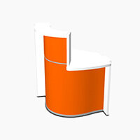 Wave Modern Design Small Curved Reception Desk White Counter Top with Left Low Level Section & High Gloss Orange Front W858xD925xH1103mm Wave Modern Design Small Curved Reception Desk White Counter Top with Left Low Level Section & High Gloss Orange Front W858xD925xH1103mm