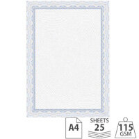 DECAdry A4 Blue Bordered Certificate Paper 115gsm Pack of 25 Sheets