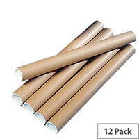 Brown Kraft 450x76mm Cardboard Postal Tubes Pack of 12 RBL10522